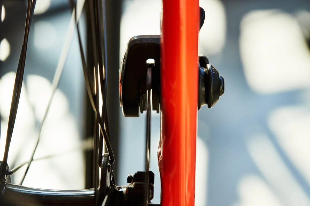 Close-up view of a bicycle component Close-up view of a bicycle component